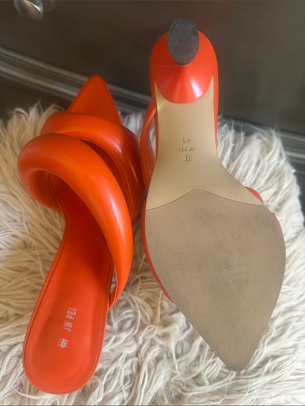 JW PEI Orange Padded Crossover Pointed Mules - Picture 5 of 7